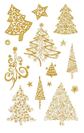 Matrica, papír, 1 ív, 76x120 mm, AVERY ZWECKFORM, "Z-Design No.52273", arany fenyőfák